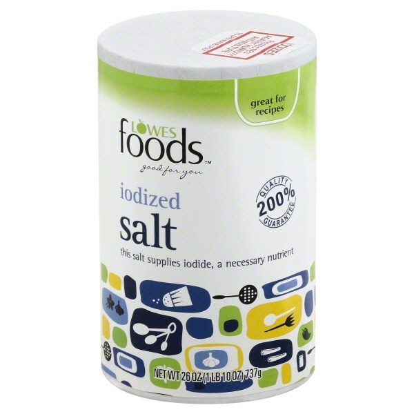 slide 1 of 1, Lowes Foods Salt Iodized, 26 oz