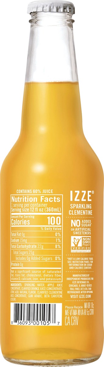 slide 2 of 7, Izze Clementine Sparkling Juice 70% - 12 oz, 12 oz