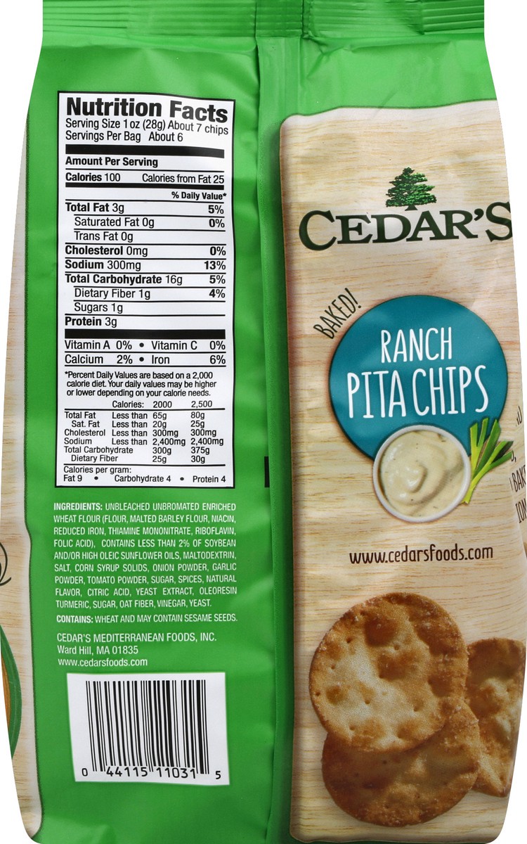 slide 6 of 6, Cedar's Cedar Ranch Pita Chip, 6 oz