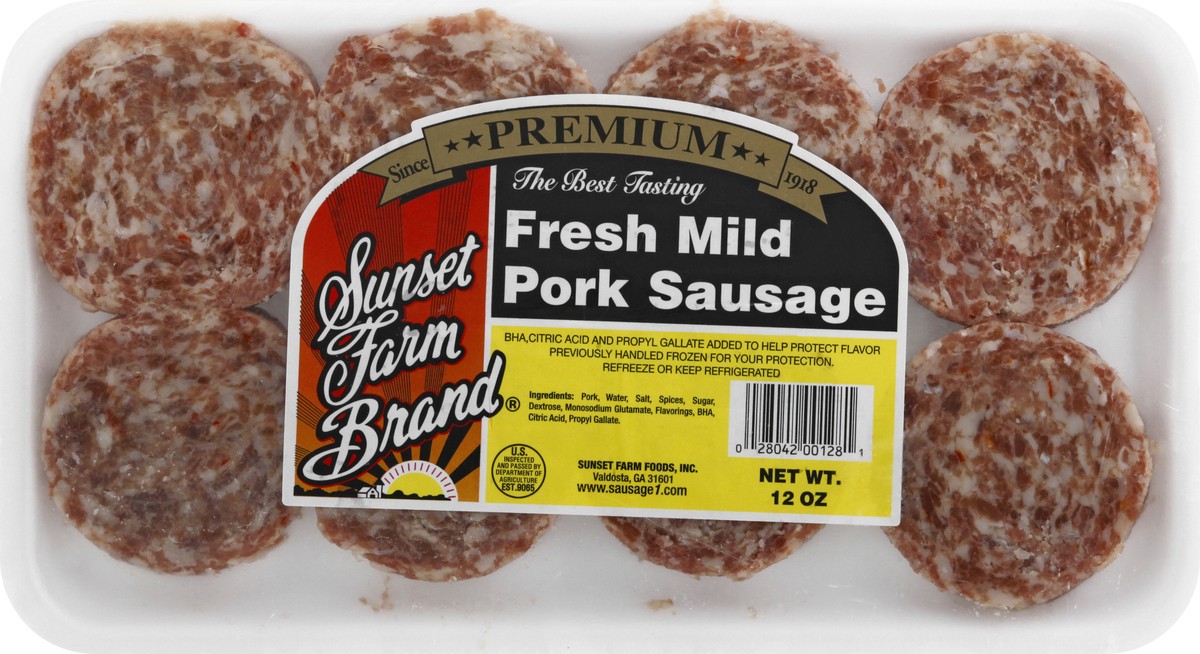 slide 3 of 9, Sunset Farm Brand Fresh Mild Pork Sausage 12 oz, 12 oz