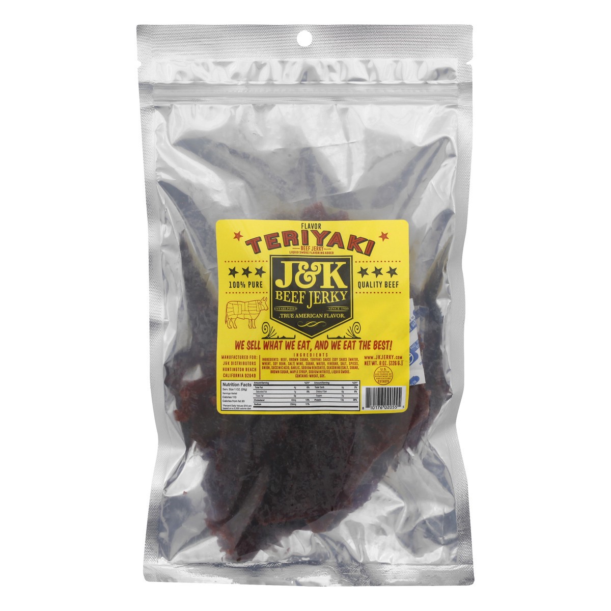 slide 4 of 12, J&K Beef Jerky Teriyaki Beef Jerky 8 oz, 8 oz