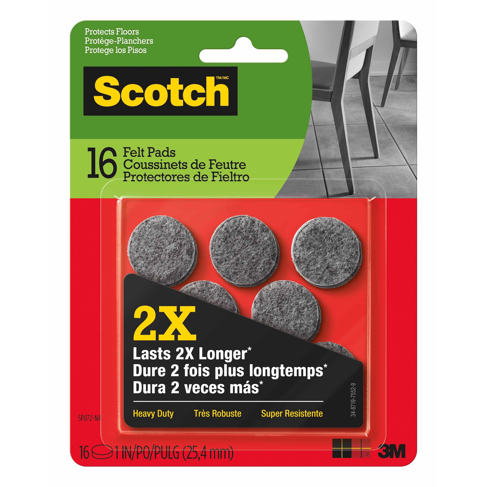 slide 1 of 6, Scotch Heavy Duty Felt Pads, Gray, 16 ct; 1 in