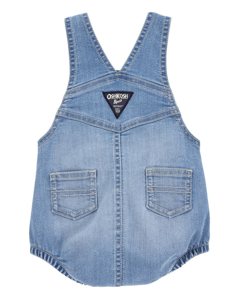 slide 3 of 3, Oshkosh Baby Denim Bubble Romper Blue 9M, 1 ct