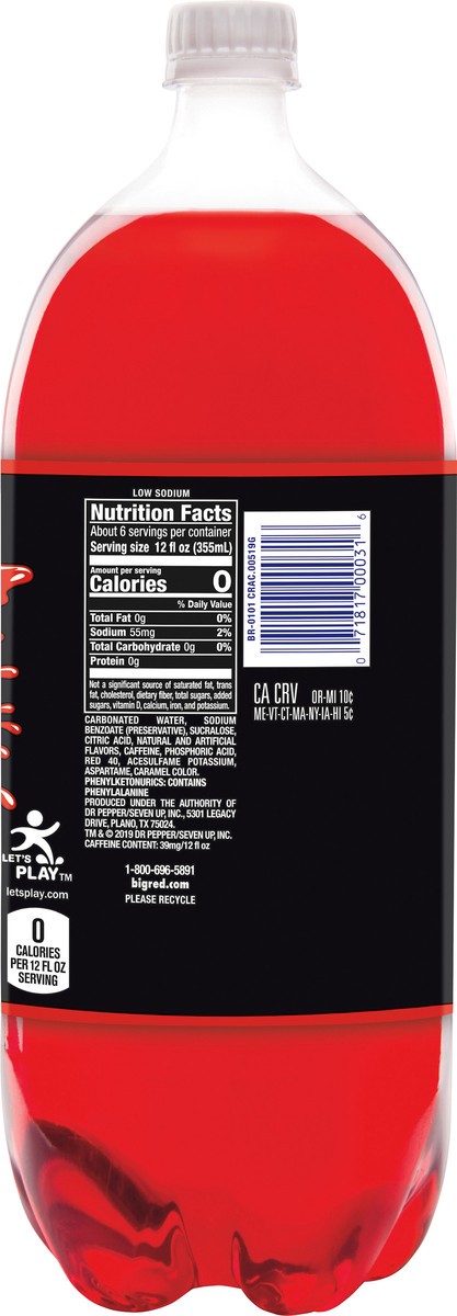 slide 4 of 10, Big Red Zero Sugar Soda - 2 liter, 2 liter