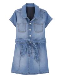 Oshkosh Kid Belted Denim Dress Bloom Wash 4
