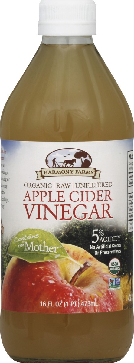 slide 2 of 2, Harmony Farms Organic Raw Unfiltered Apple Cider Vinegar, 16 fl oz