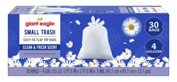 Giant Eagle Trash Bags Easy Tie, 4 Gallons 30 Count