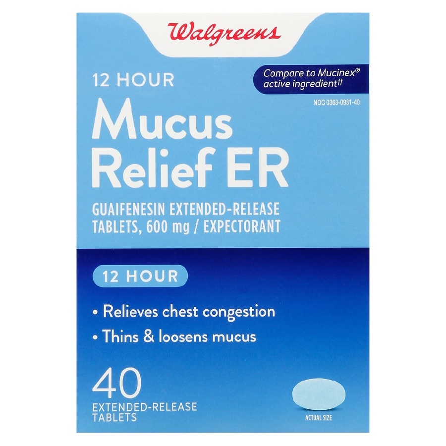 slide 1 of 1, Walgreens Mucus Relief 600mg tablet Blue, 40 ct