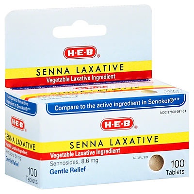 slide 1 of 1, H-E-B Senna Laxative Tablets, 100 ct