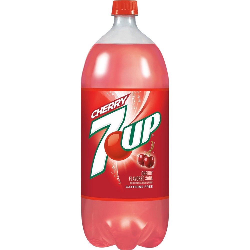 slide 2 of 5, 7UP Cherry Flavored Soda bottle, 2 liter