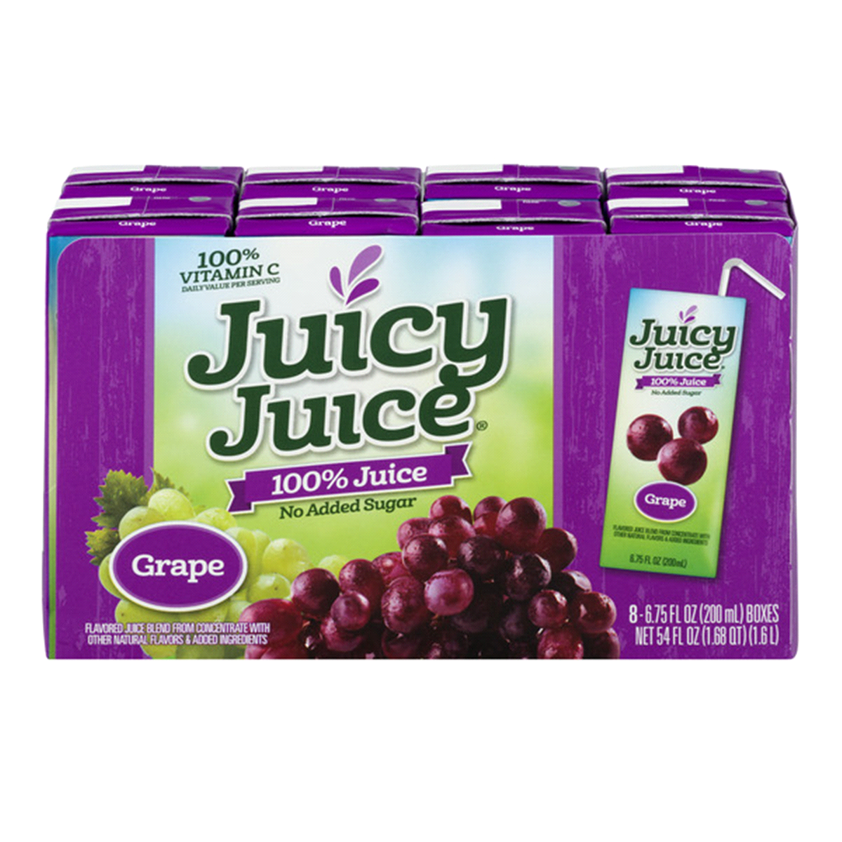 slide 1 of 1, Juicy Juice 100% Juice, Grape, 8 ct