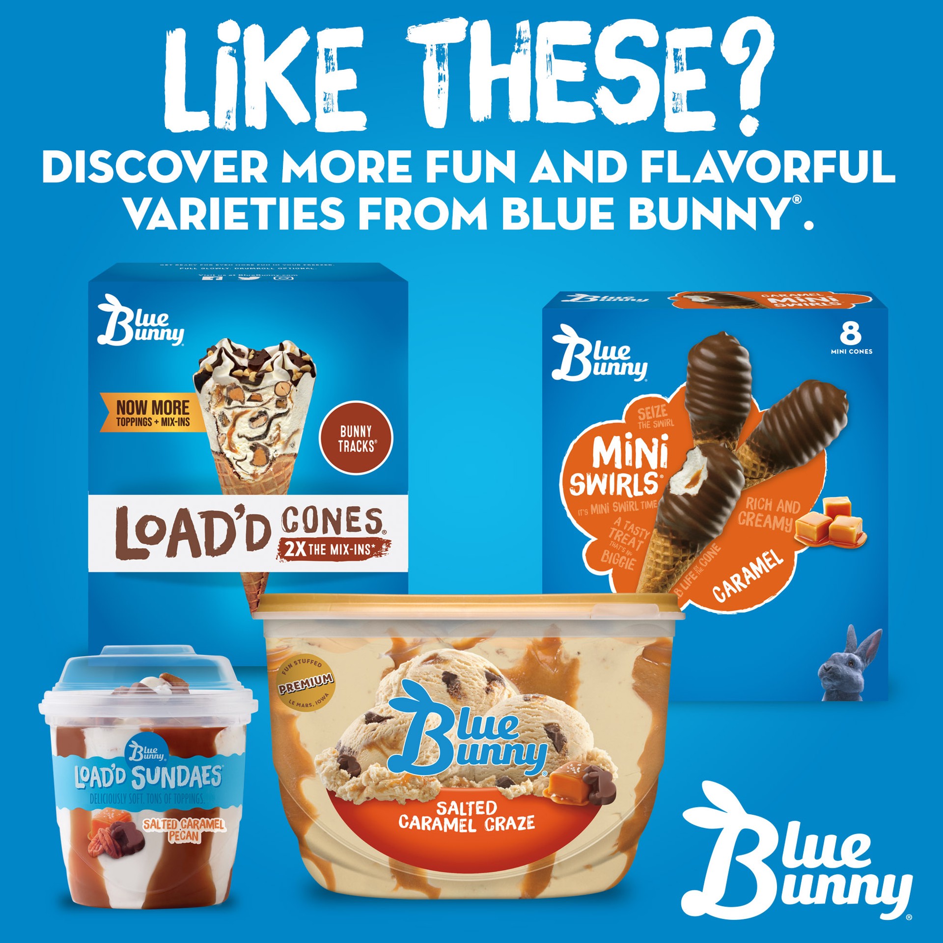 slide 5 of 5, Blue Bunny Load'd Bars Salted Caramel, Frozen Dessert, 4 Pack, 13.40 fl oz