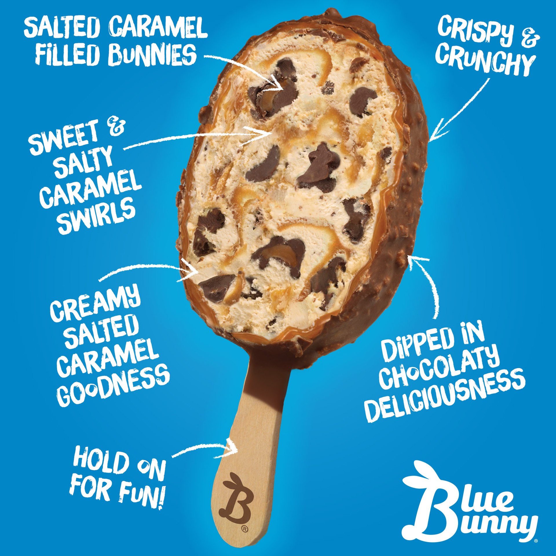 slide 3 of 5, Blue Bunny Load'd Bars Salted Caramel, Frozen Dessert, 4 Pack, 13.40 fl oz