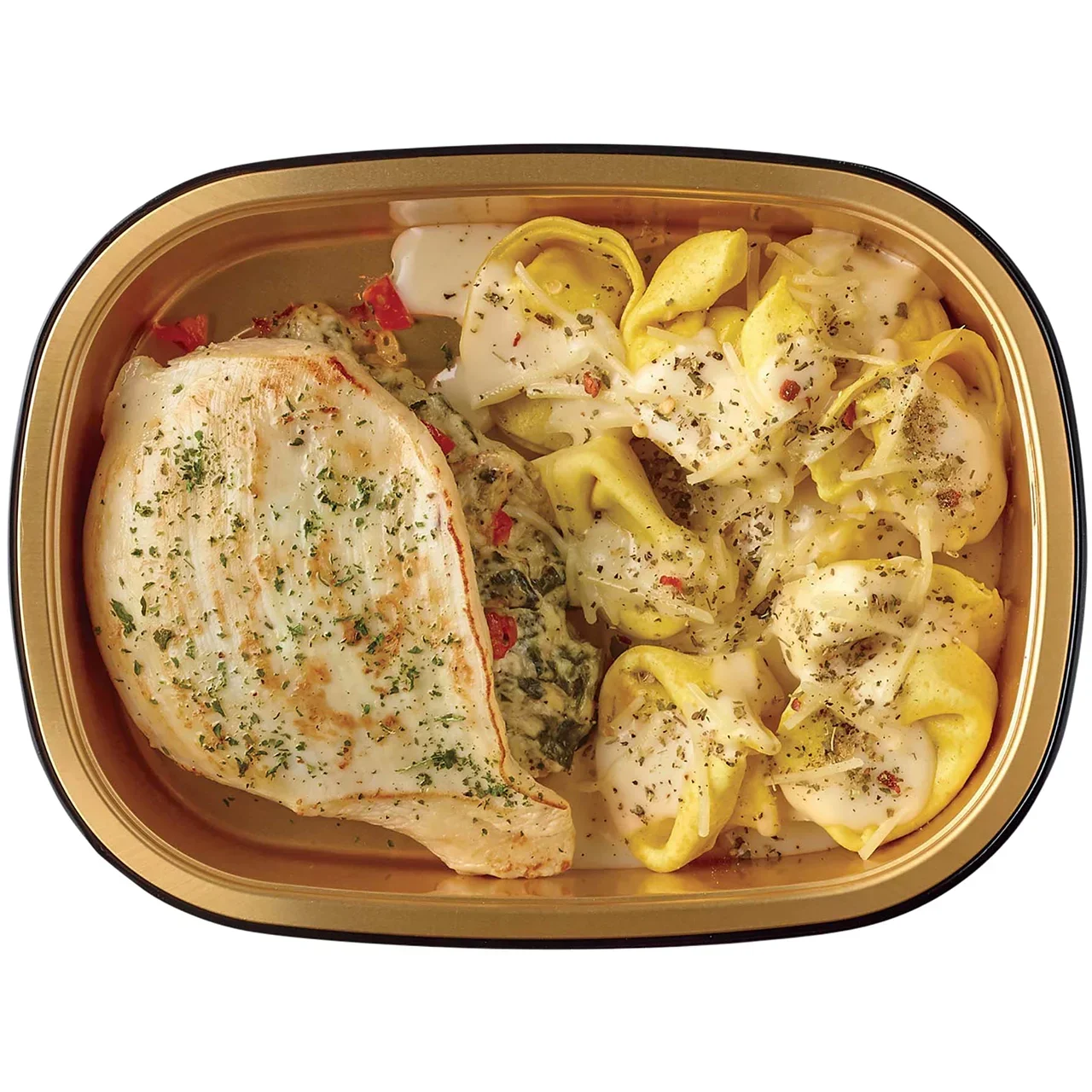 slide 1 of 1, Meal Simple by H-E-B Bacon Bruschetta-Stuffed Chicken Breast & Alfredo Tortellini, 14 oz