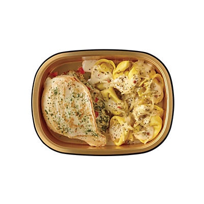 slide 1 of 1, H-E-B Meal Simple Bacon Bruschetta Stuffed Chicken Breast with Alfredo Tortelloni, 14 oz