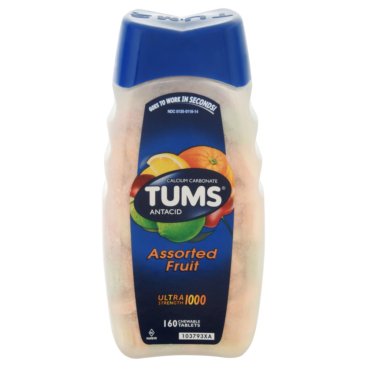 slide 1 of 94, Tums Ultra Strength Assorted Fruit Antacid Chewable Tablets - 160ct, 160 ct