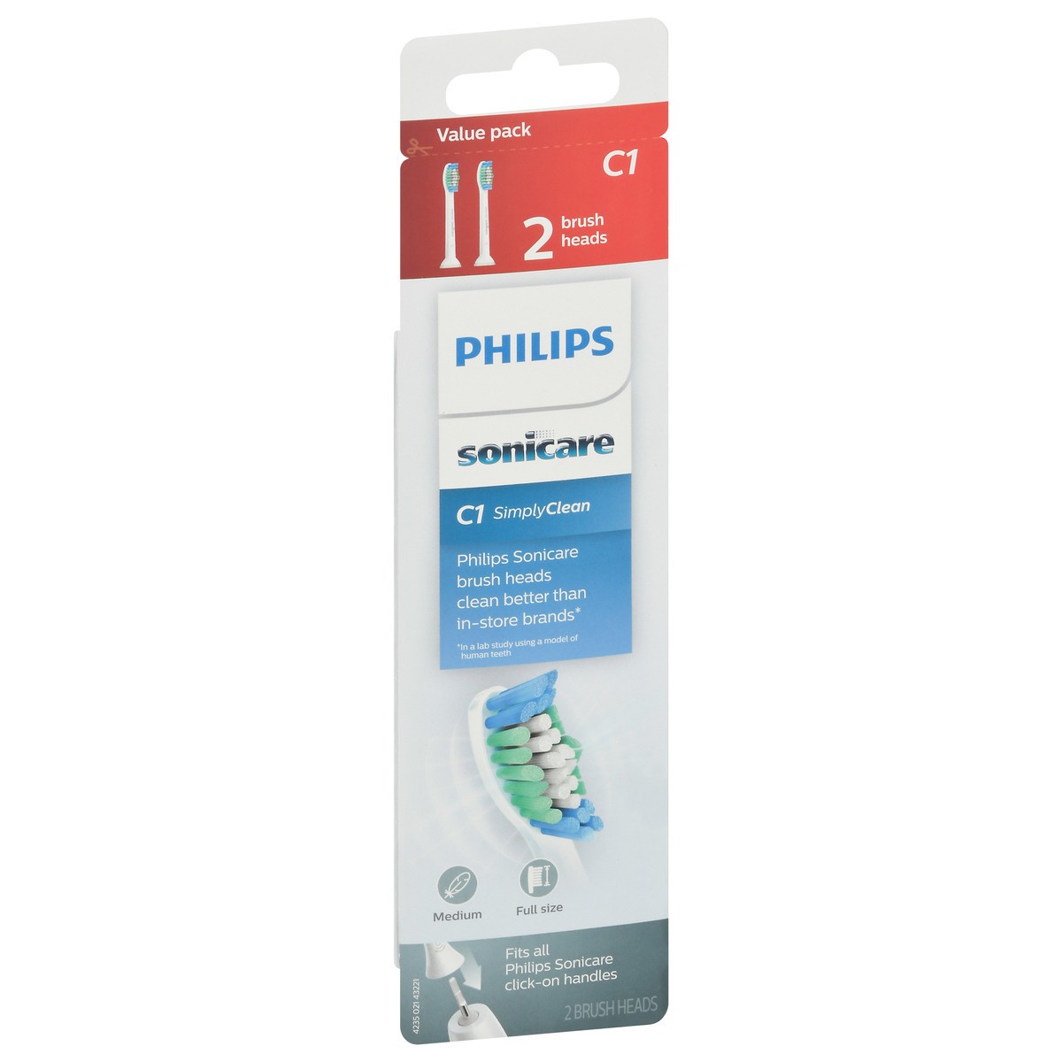 slide 9 of 9, Philips Sonicare Simply Clean replacement toothbrush heads, HX6012/04, 2-pk, 2 ct