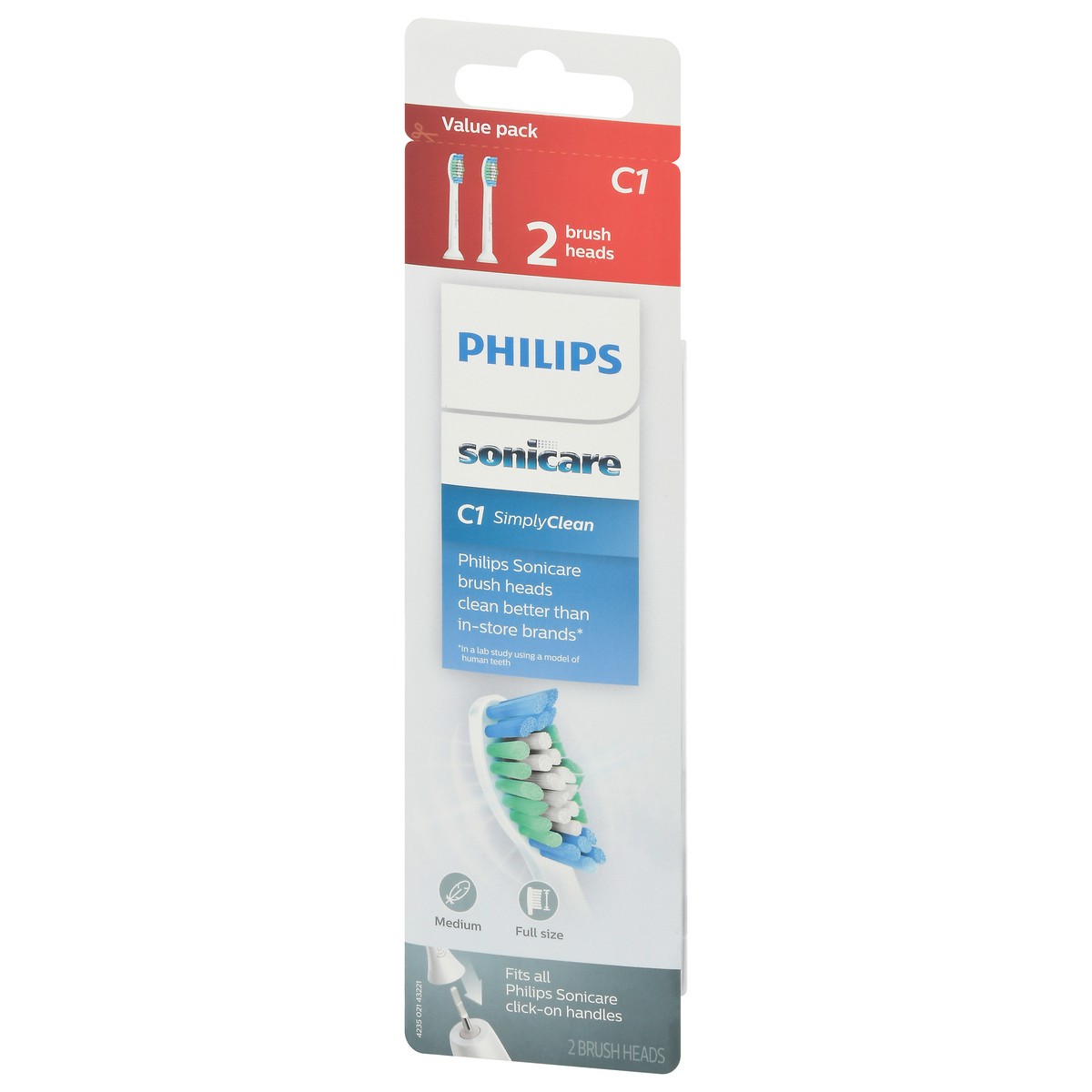 slide 3 of 9, Philips Sonicare Simply Clean replacement toothbrush heads, HX6012/04, 2-pk, 2 ct