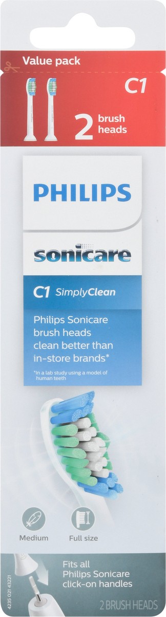 slide 8 of 9, Philips Sonicare Simply Clean replacement toothbrush heads, HX6012/04, 2-pk, 2 ct