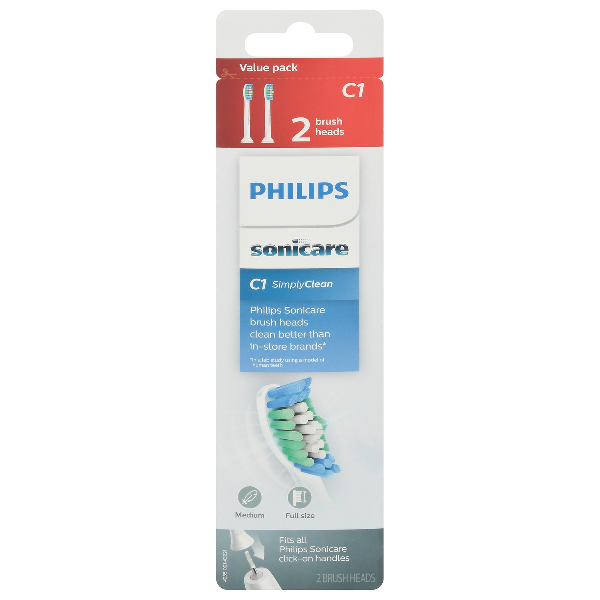 slide 4 of 9, Philips Sonicare Simply Clean replacement toothbrush heads, HX6012/04, 2-pk, 2 ct