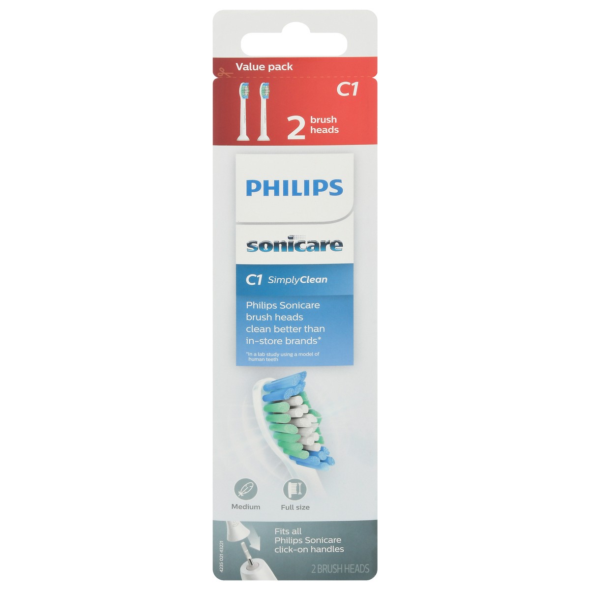 slide 1 of 9, Philips Sonicare Simply Clean replacement toothbrush heads, HX6012/04, 2-pk, 2 ct