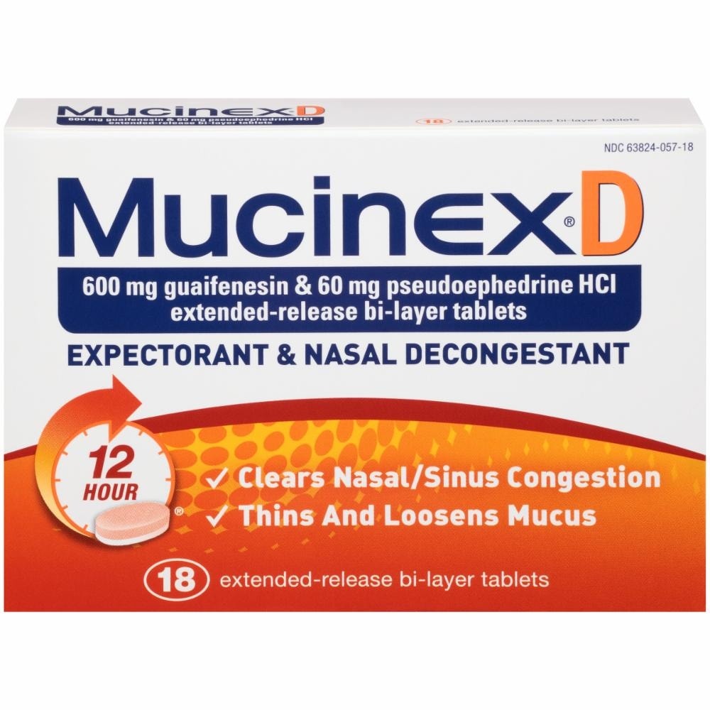 slide 1 of 1, Mucinex D Extended-Release Bi-Layer Tablets Expectorant & Nasal Decongestant 18 ea, 18 ct