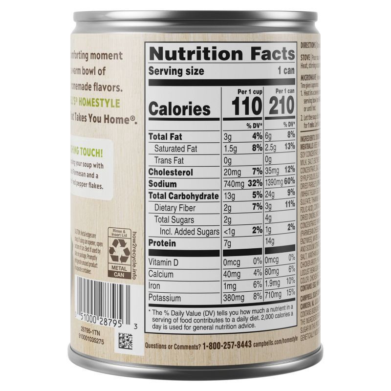 slide 4 of 6, Campbell's Homestyle Italian Wedding Soup, 16.1 oz Can, 16.1 oz