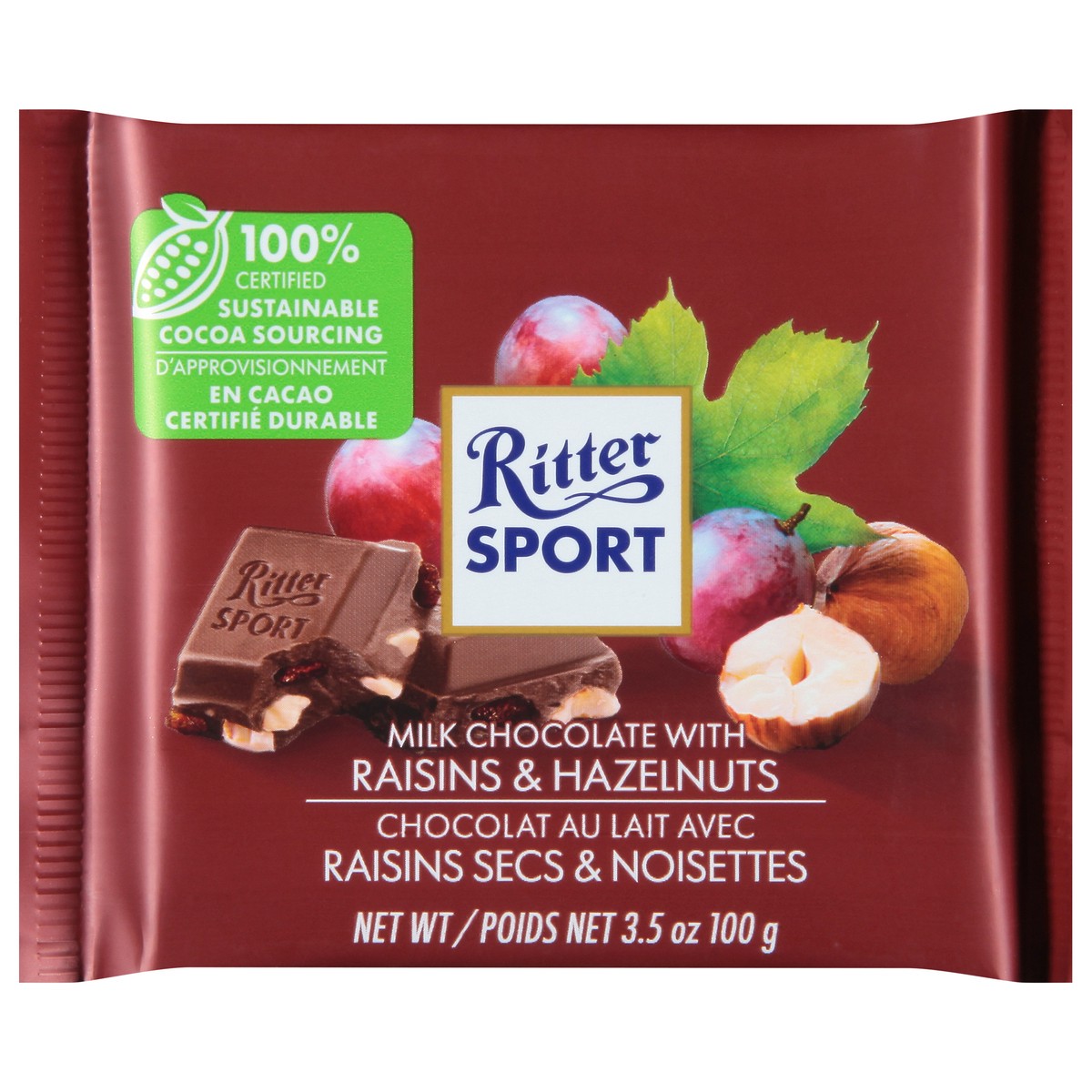 slide 1 of 5, Ritter Sport Chocolate Milk Raisins & Hazelnuts - 3.5 Oz, 3.5 oz