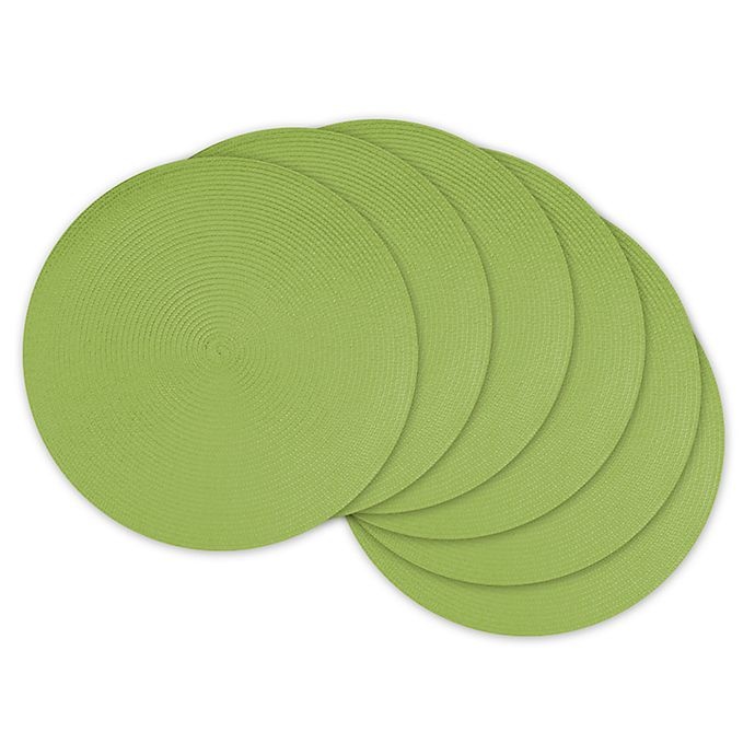 slide 1 of 1, Design Imports Round Woven Placemats - Green, 6 ct