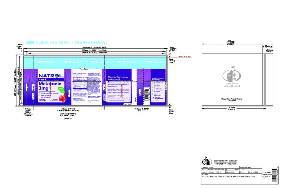 slide 4 of 8, Natrol Melatonin Gummies, Sleep Support for Adults, 3 mg Melatonin Supplement for Sleeping, 70 Strawberry-Flavored Gummies, Up to a 70 Day Supply, 70 ct