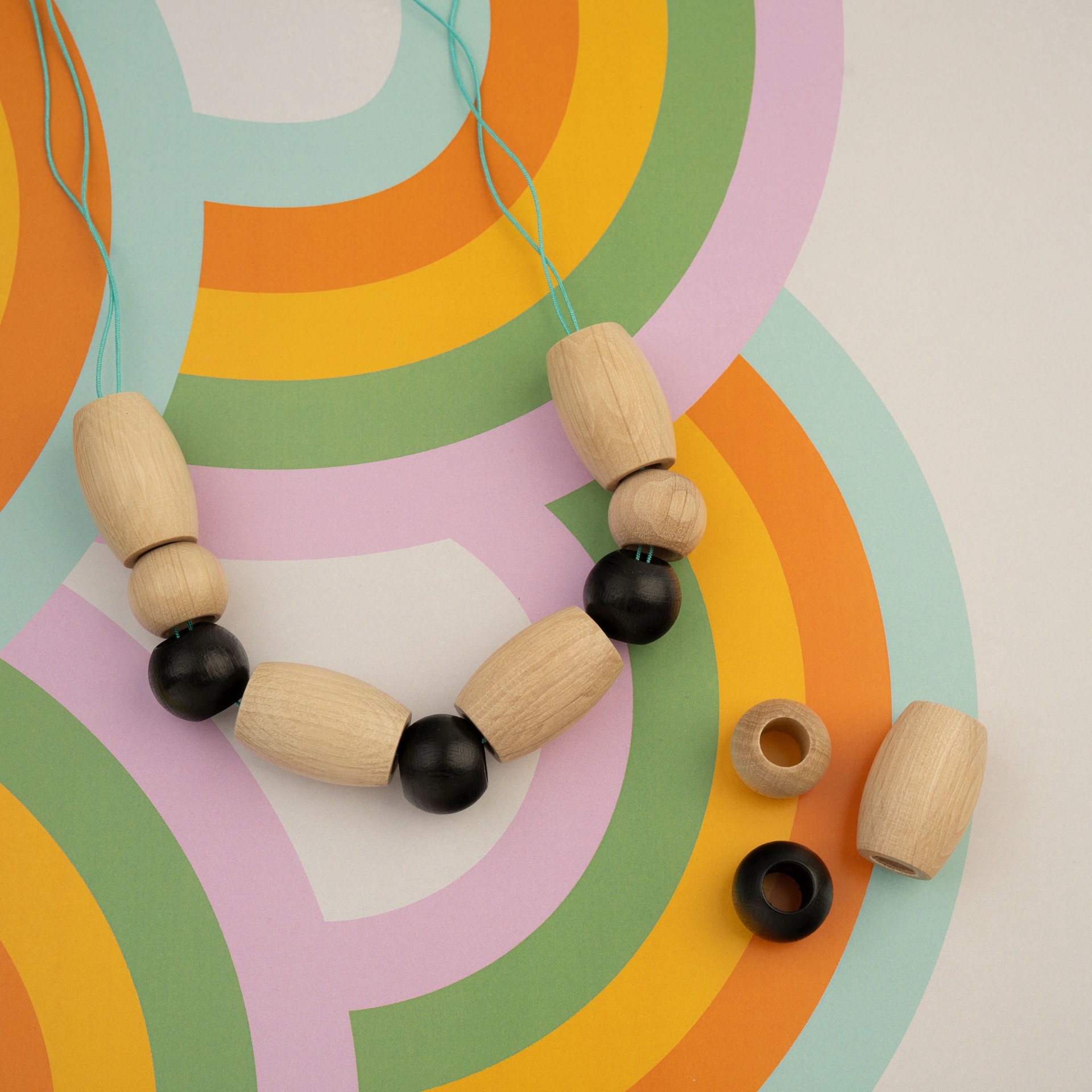 slide 4 of 4, 20mm Black Round Wood Beads, 9ct. By Loops & Threads, 20 mm