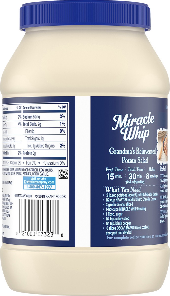 slide 3 of 10, Miracle Whip Mayo-like Dressing with 50% Less Sodium & Cholesterol, 30 fl oz Jar, 30 fl oz