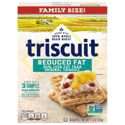 Triscuit Reduced Fat Whole Grain Wheat Crackers, Vegan Crackers, Family Size, 11.5 oz