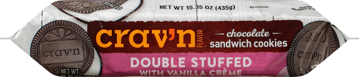 slide 7 of 14, Crav'n Flavor Double Stuffed with Vanilla Creme Chocolate Sandwich Cookies - 15.35 oz, 15.35 oz