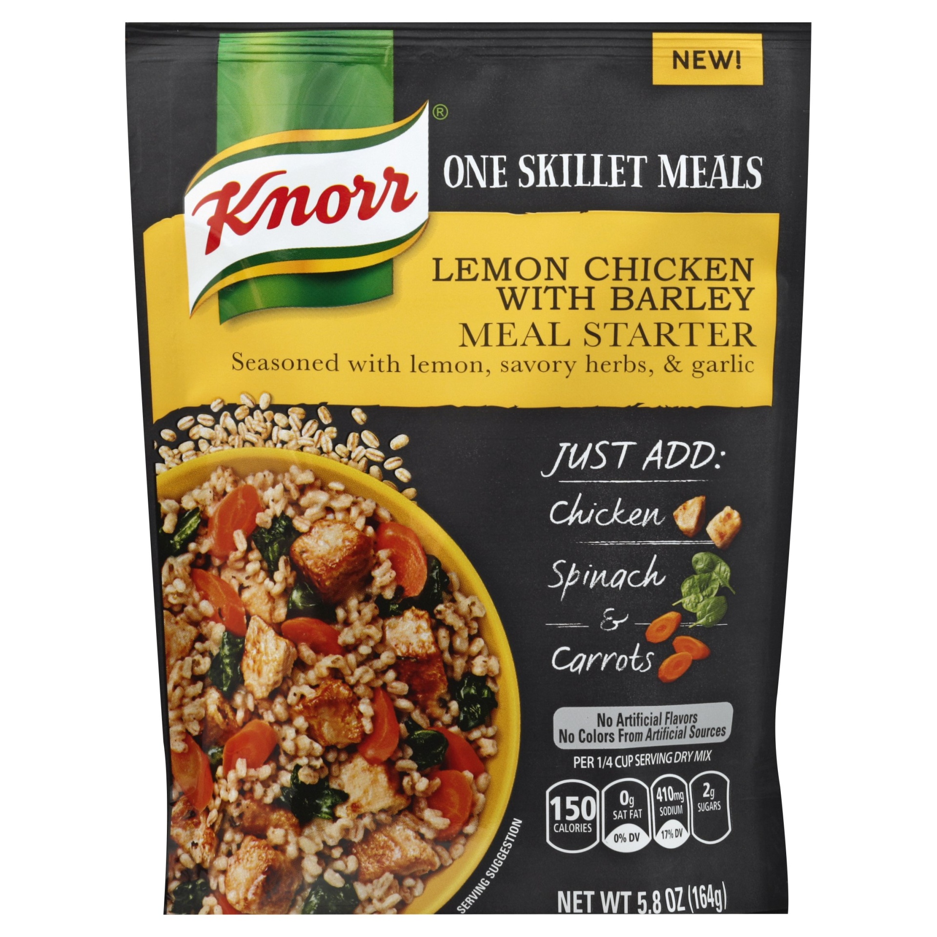 slide 1 of 6, Knorr One Skillet Meals Meal Starter Lemon Chicken With Barley, 5.8 oz