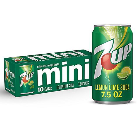 slide 1 of 1, 7up Lemon Lime Soda Mini Cans - 10-7.5 Fl. Oz., 75 fl oz