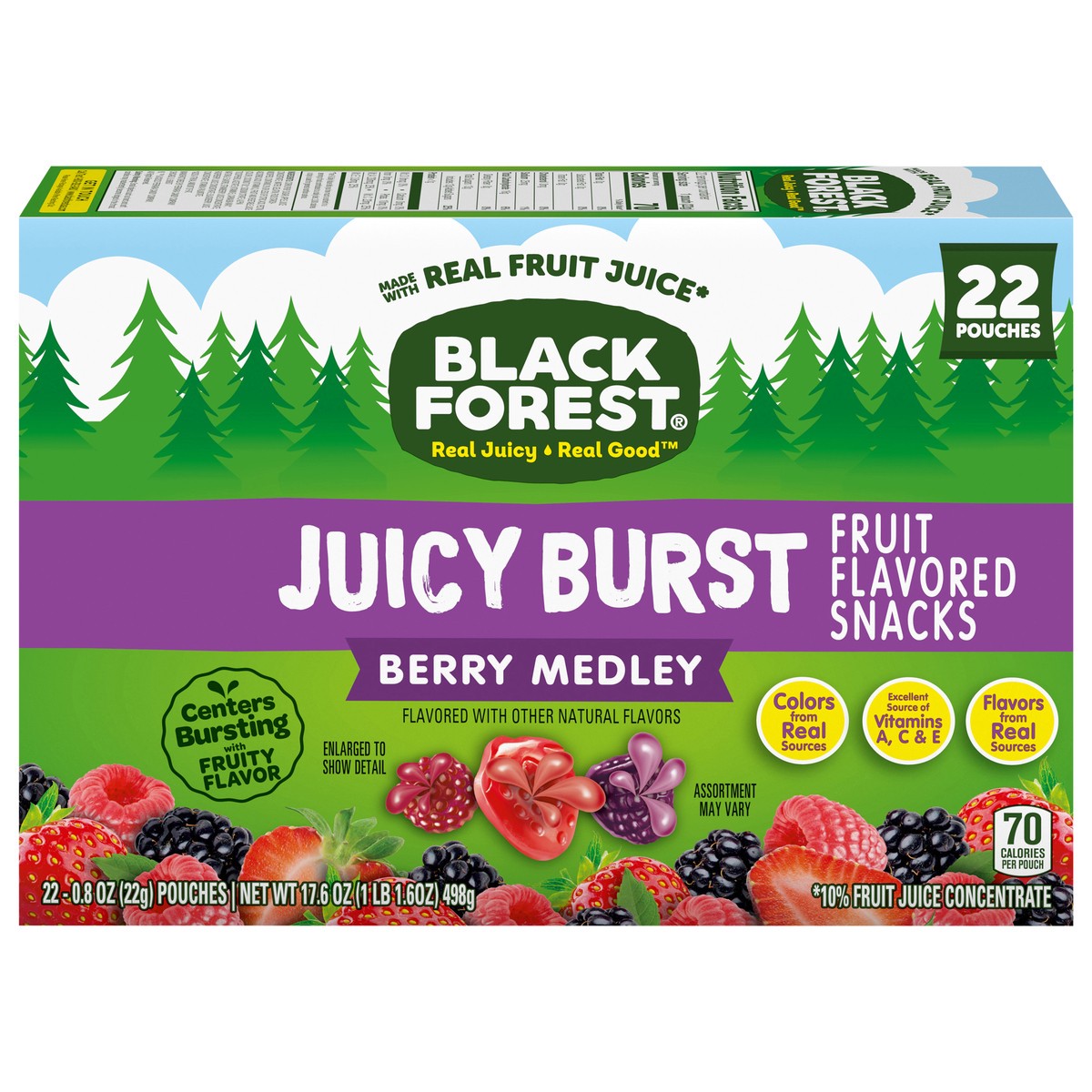 slide 2 of 16, Black Forest Juicy Burst Berry Medley Fruit Flavored Snacks 22 - 0.8 oz Pouches, 22 ct
