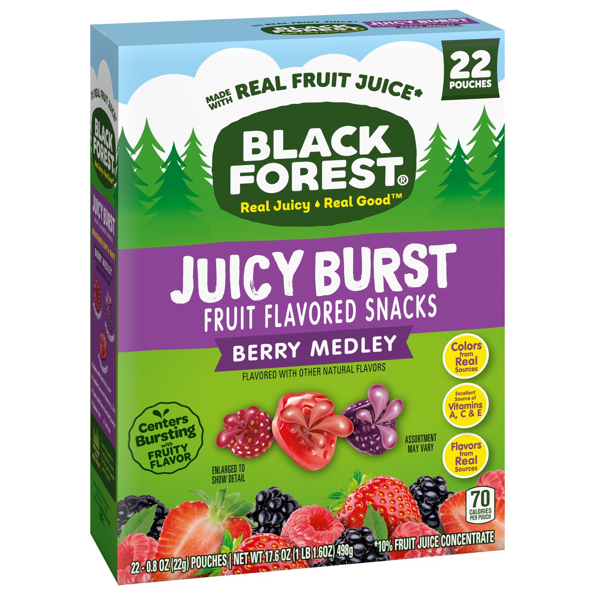 slide 6 of 16, Black Forest Juicy Burst Berry Medley Fruit Flavored Snacks 22 - 0.8 oz Pouches, 22 ct