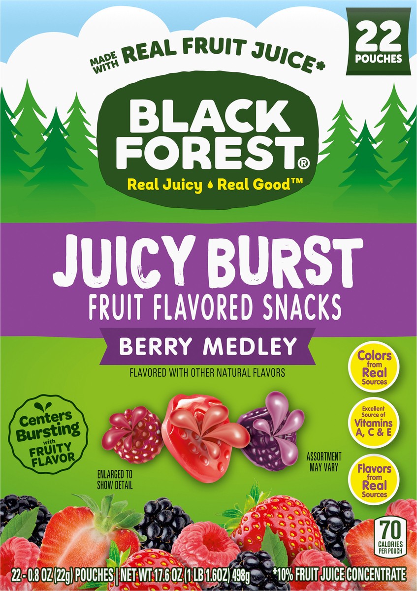 slide 3 of 16, Black Forest Juicy Burst Berry Medley Fruit Flavored Snacks 22 - 0.8 oz Pouches, 22 ct