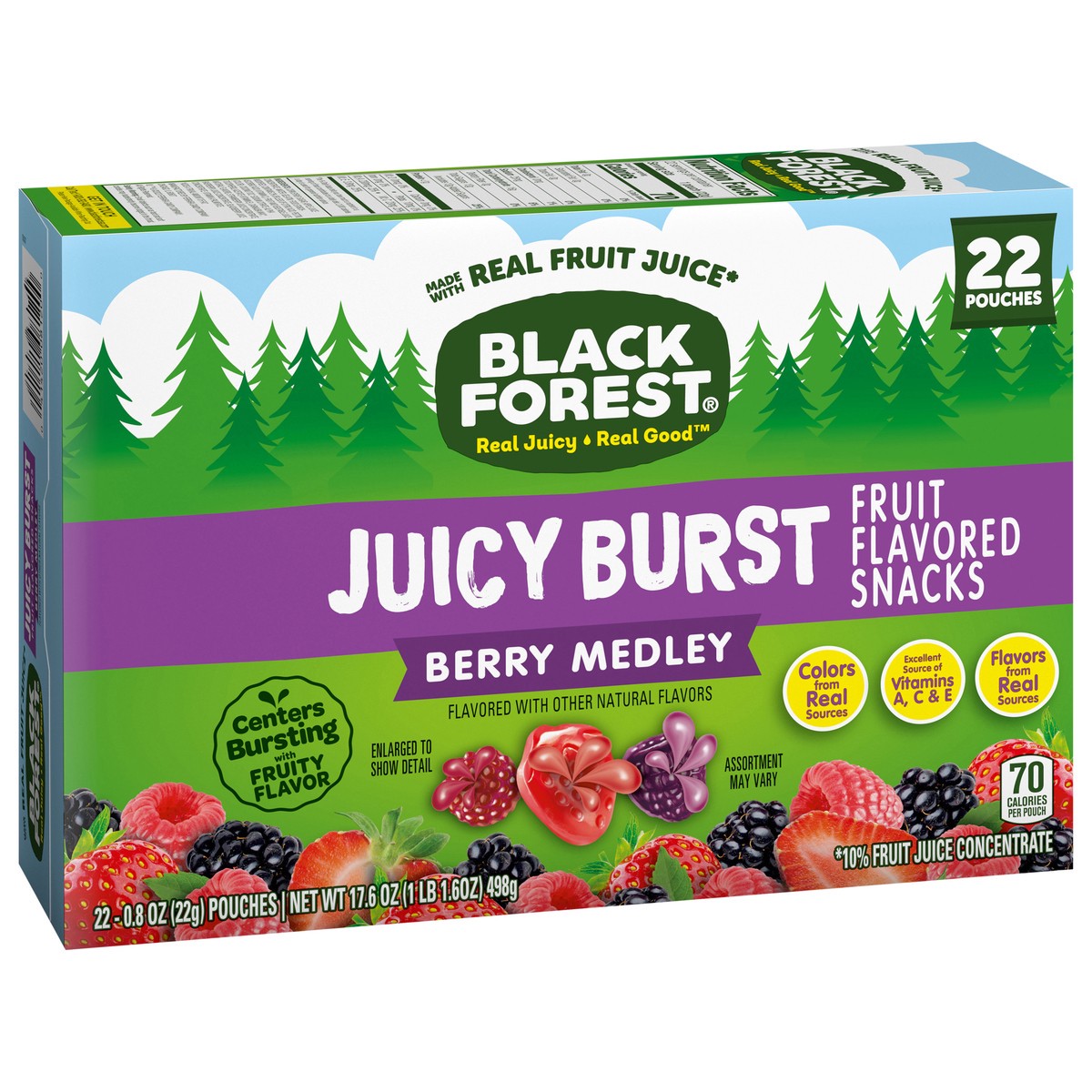 slide 8 of 16, Black Forest Juicy Burst Berry Medley Fruit Flavored Snacks 22 - 0.8 oz Pouches, 22 ct