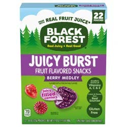 Black Forest Juicy Burst Berry Medley Fruit Flavored Snacks 22 - 0.8 oz Pouches