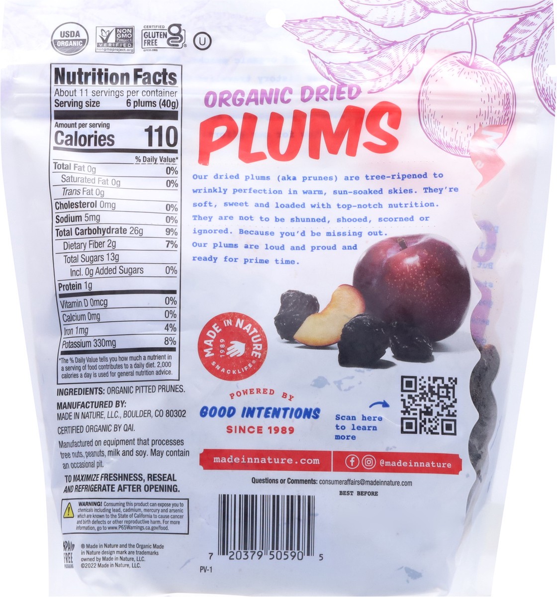 slide 5 of 9, Made in Nature Organic Dired Plums 1 lb, 16 oz