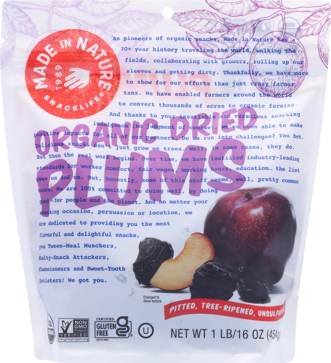 slide 6 of 9, Made in Nature Organic Dired Plums 1 lb, 16 oz