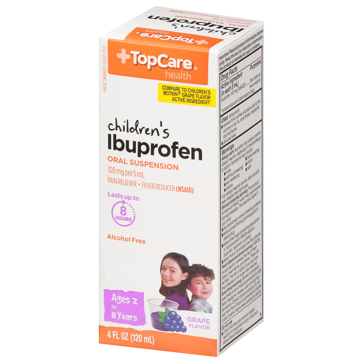 slide 12 of 15, TopCare Childrens Ibuprofen Grape, 4 oz