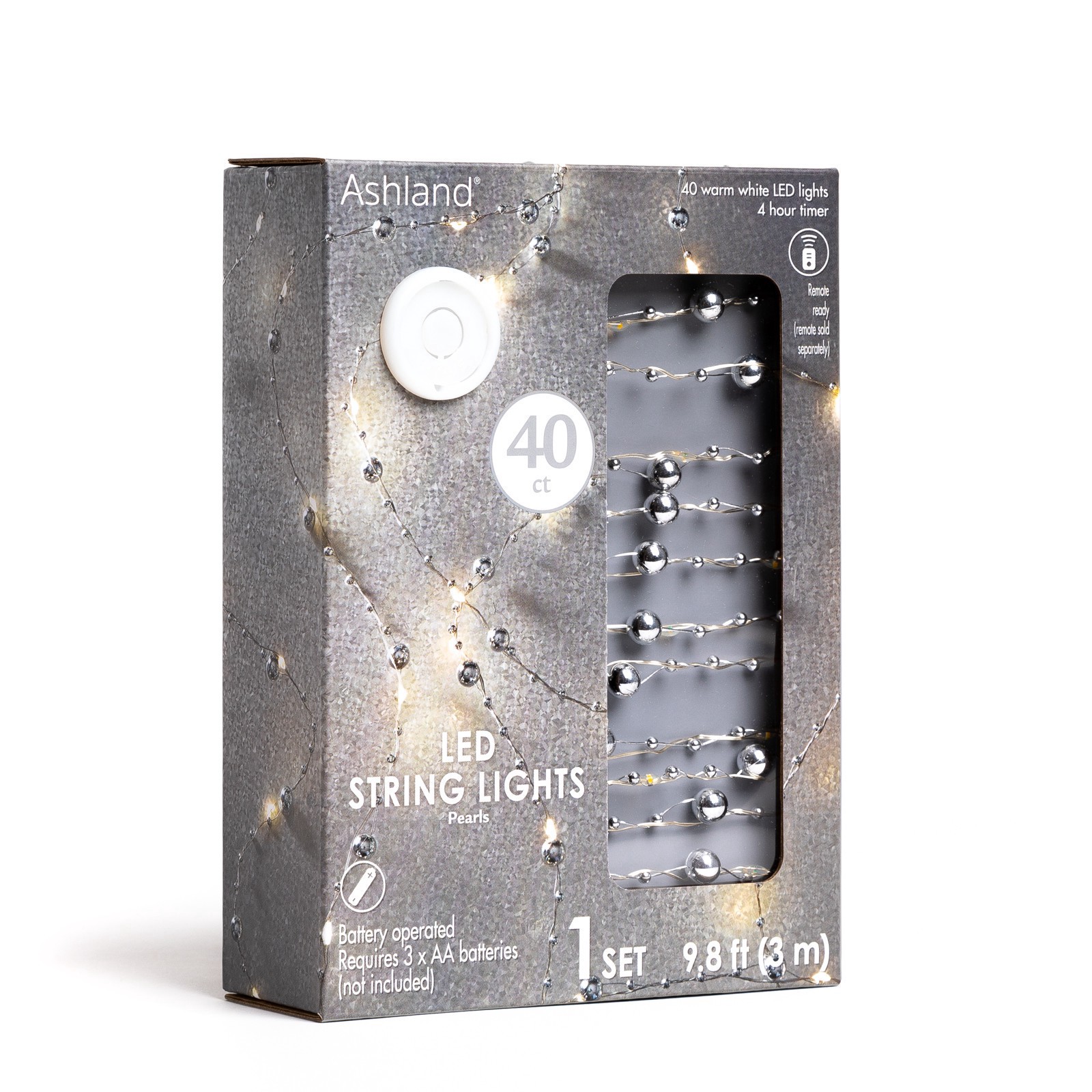 slide 3 of 7, 40ct. Warm White Silver Pearl Led String Lights By Ashland, 40 ct