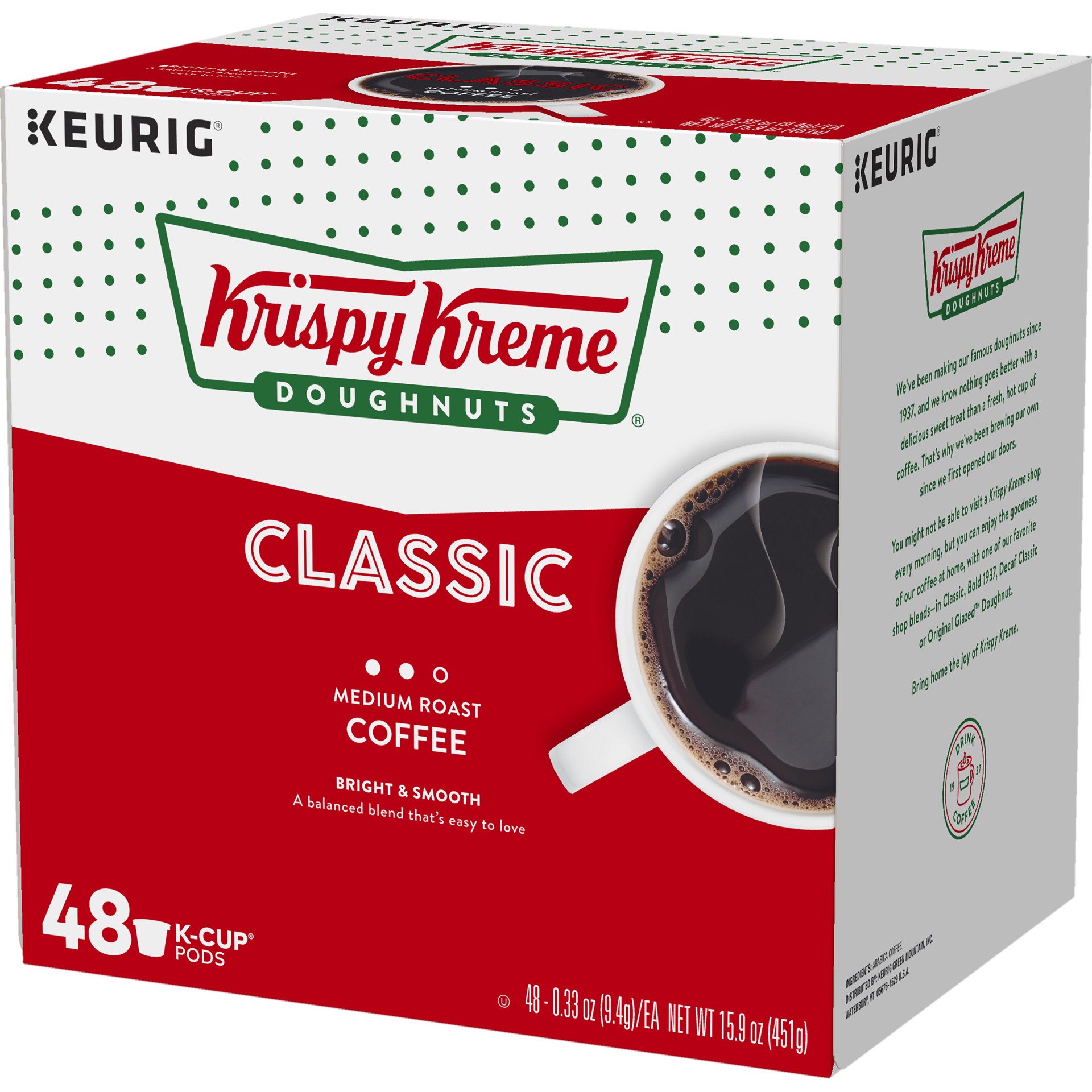 slide 4 of 5, Krispy Kreme Doughnuts Classic, Keurig Single Serve K-Cup Pods, Medium Roast Coffee 48 Count, 48 ct