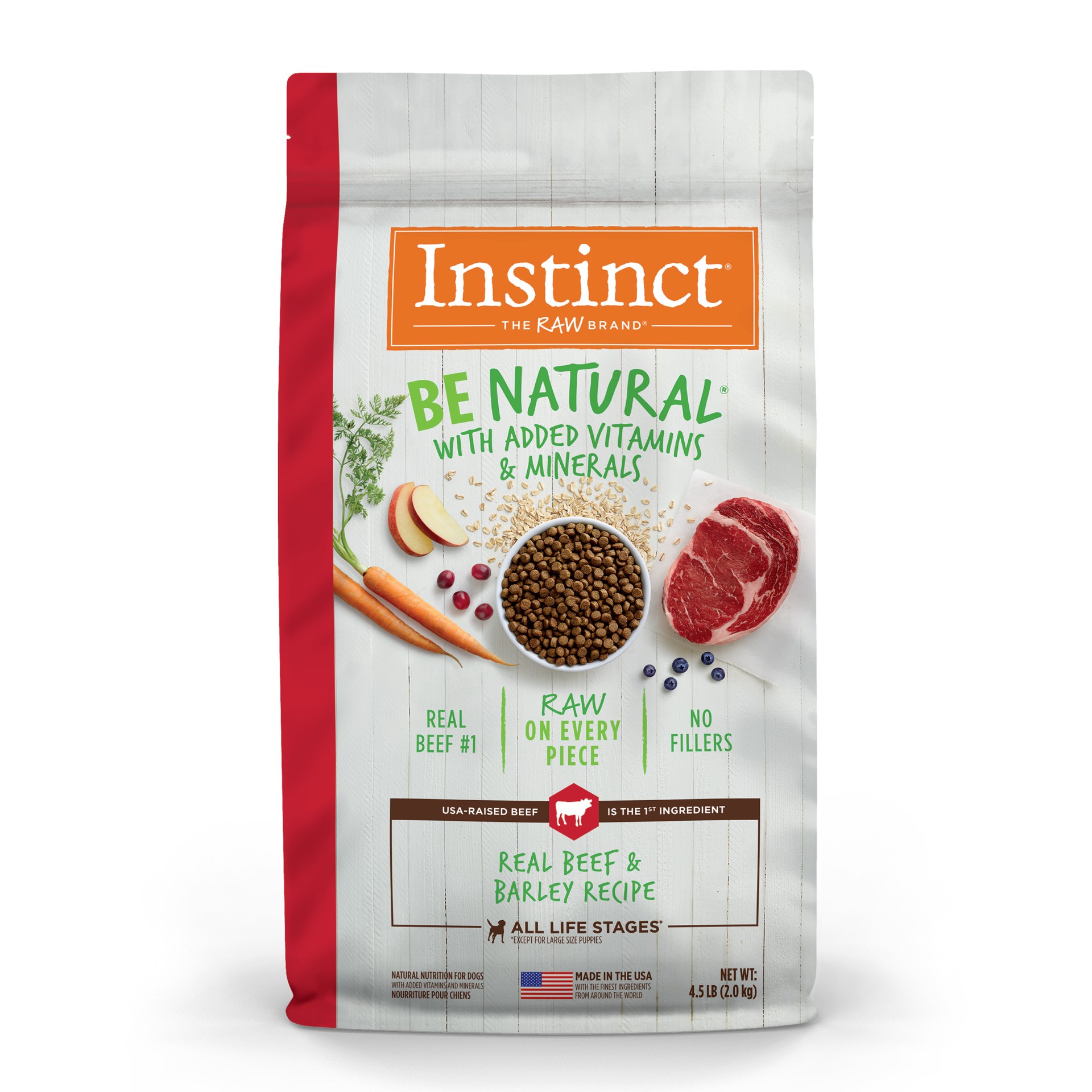 slide 1 of 9, Nature's Variety Instinct Be Natural Real Beef & Barley Recipe Natural Dry Dog Food, 4.5 lb