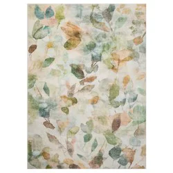 Remi Multi Botanical Plush Area Rug, 60 in x 84 in, Green Tan