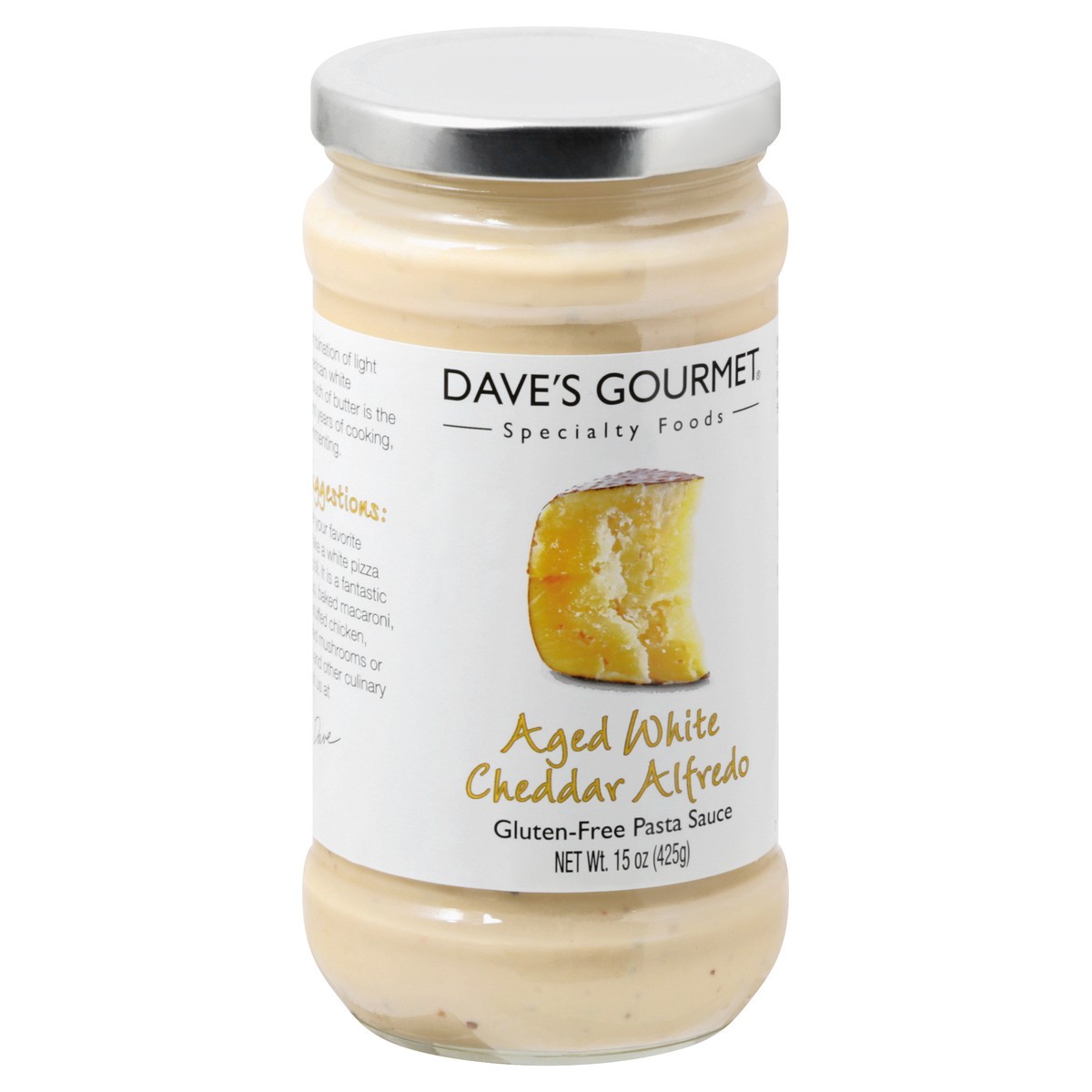 slide 5 of 13, Dave's Gourmet Aged White Cheddar Alfredo Pasta Sauce, 15 oz