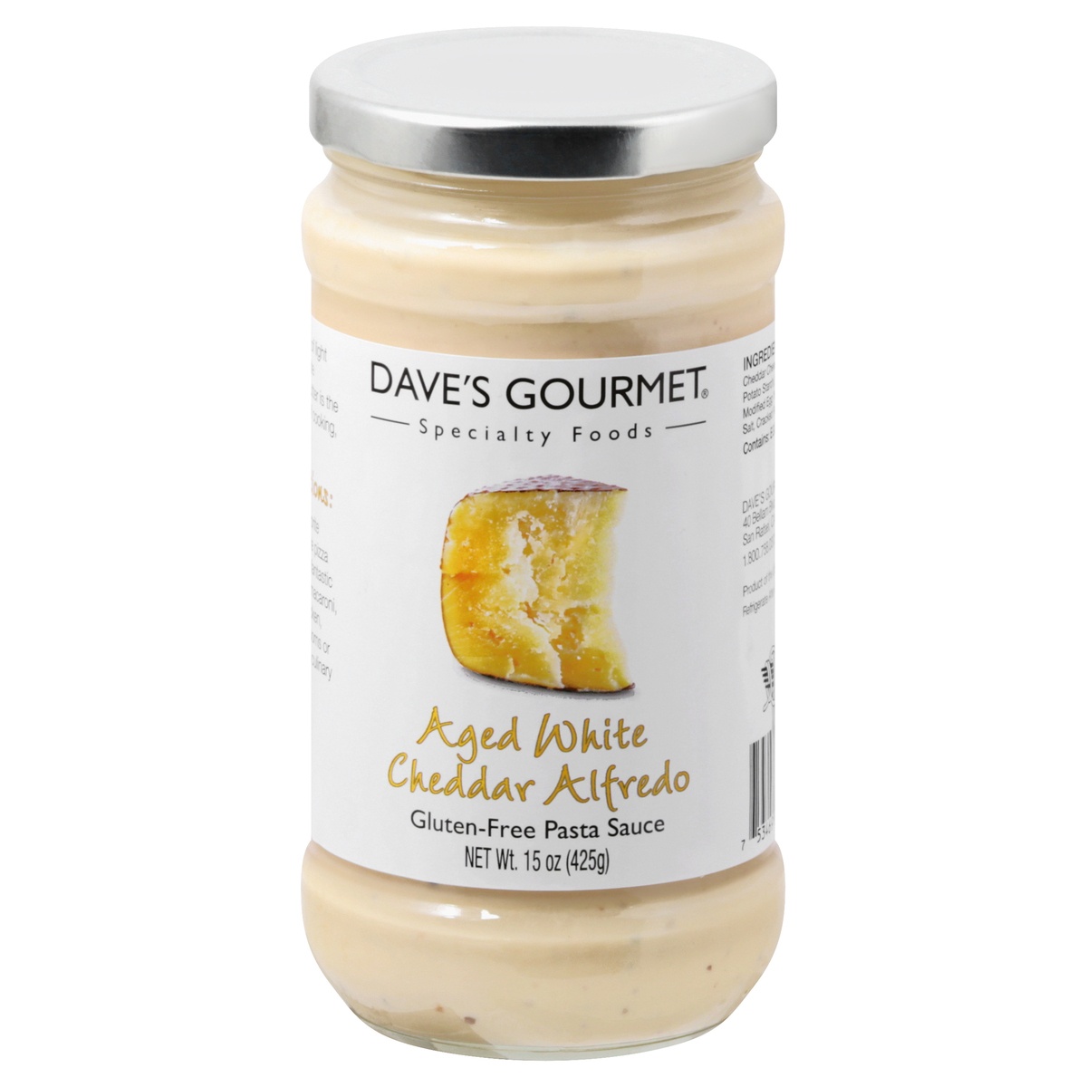 slide 1 of 1, Dave's Gourmet Aged White Cheddar Alfredo Pasta Sauce, 15 oz